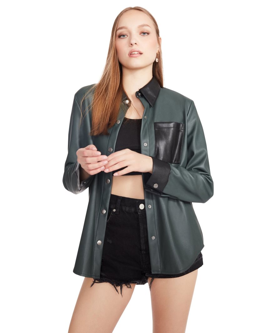 Chaquetas Camiseras Steve Madden Sam Mujer Verde Oscuro | ES TYE89S